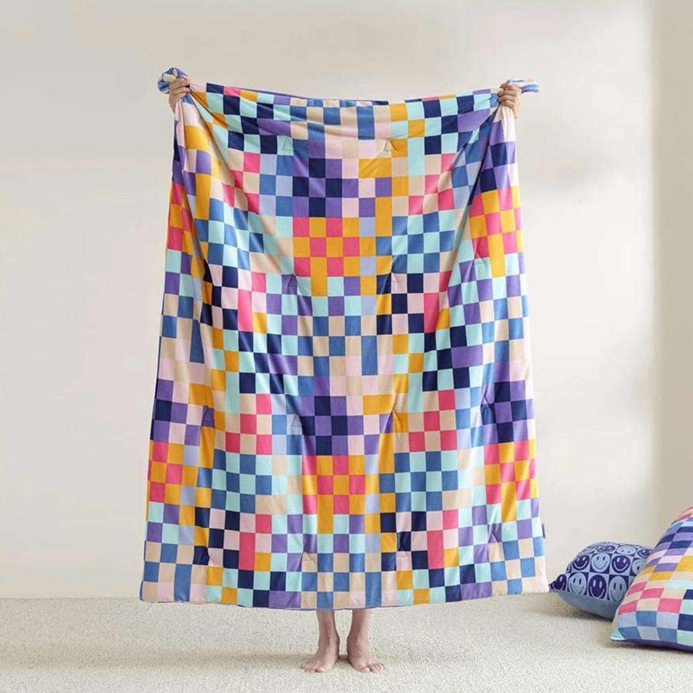 URBAN SHOP Vibrant Multicolor Checkered Throw Blanket - Picture 2 of 9